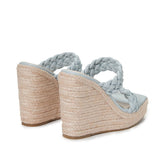 Lässige Espadrilles mit geflochtenem Plateau-Keilabsatz und quadratischer Zehenpartie - Blau